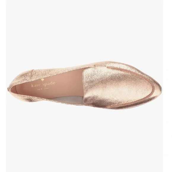Kate Spade New York Womens Carima Rose Gold Crackle Metallic Nappa 6 New Loafers - Picture 6 of 7